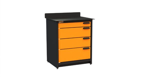 PRO803604 Orange Closed Black Handles2 scaled 600x307 - Pro 80 4 Drawers Pro 803604