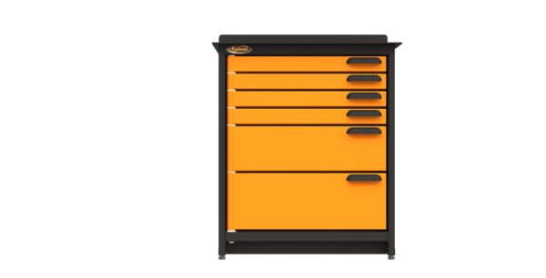 PRO803606 Orange Closed Black Handles3 scaled 600x306 - Pro 80 6 Drawers - Pro 803606