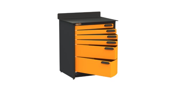 PRO803606 Orange Open Black Handles2 scaled 600x306 - Pro 80 6 Drawers - Pro 803606