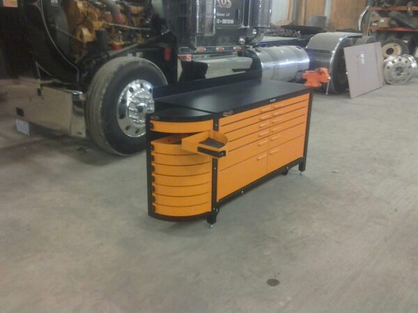 steel workbench with drawers